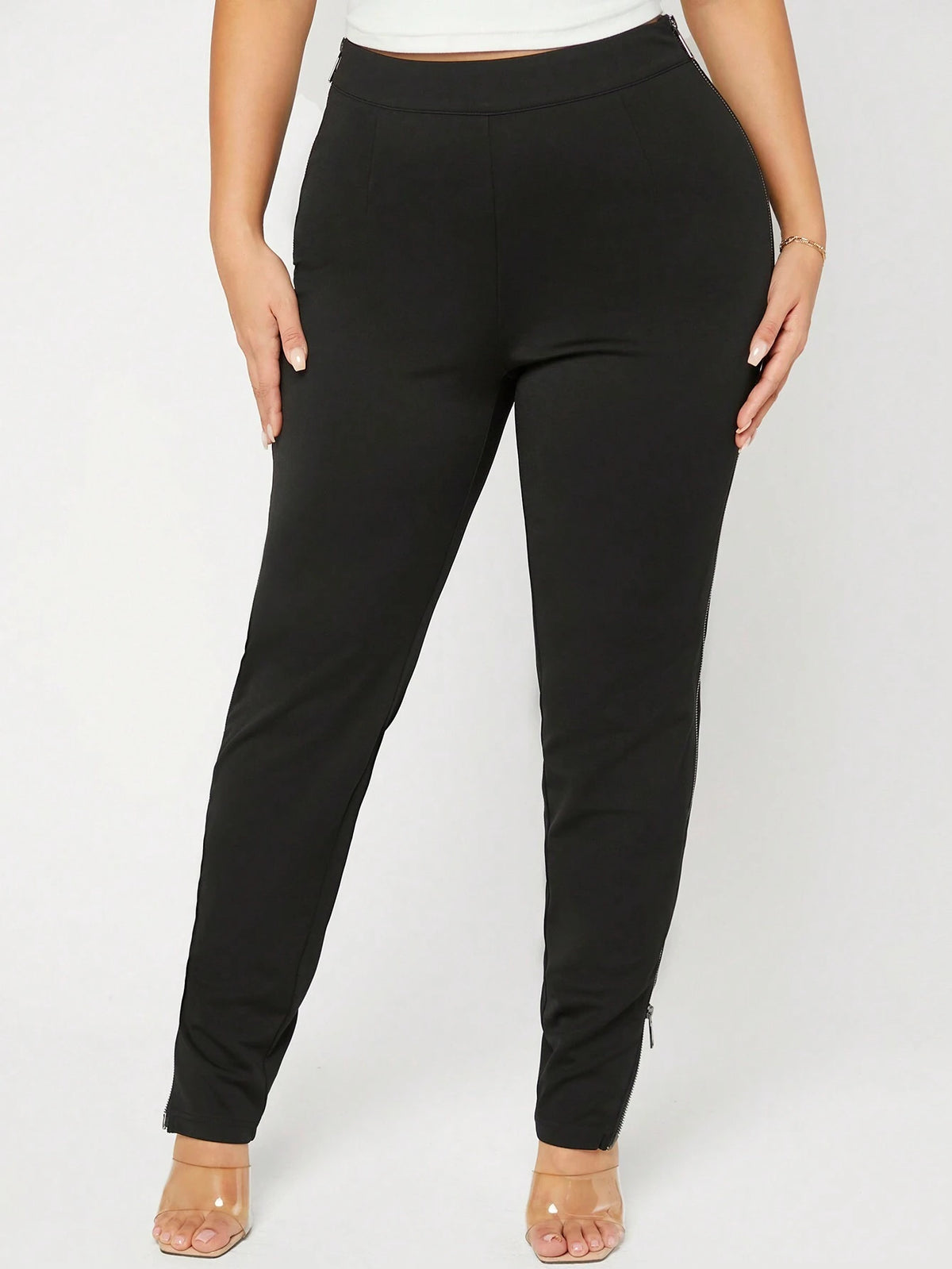 SXY Solid Zipper Side Leggings