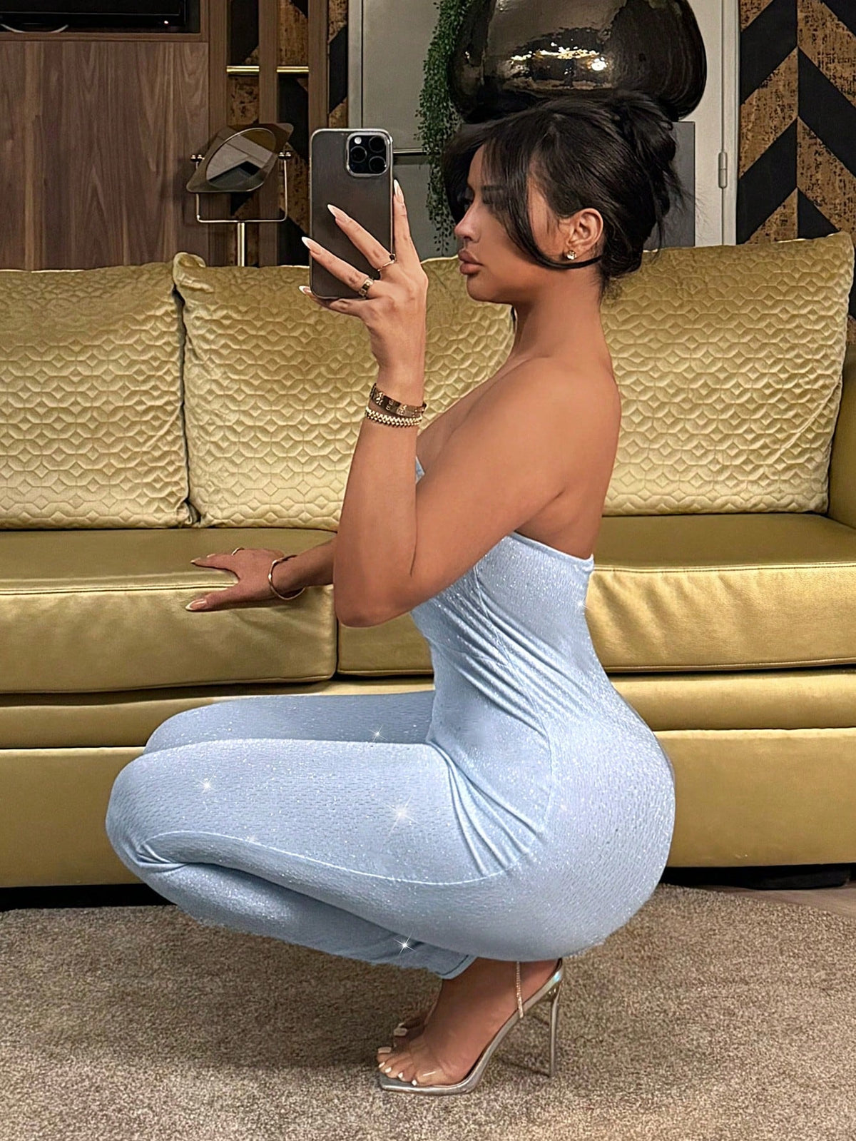 Sparkling Party Dress Sexy Strapless Jumpsuit With Tight Fit For Summer