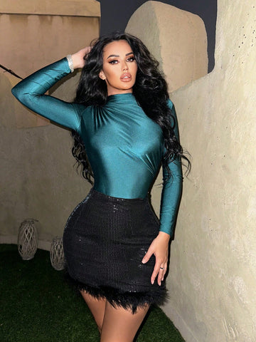 Stand Collar Long Sleeve Jumpsuit