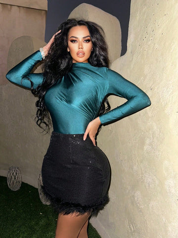 Stand Collar Long Sleeve Jumpsuit