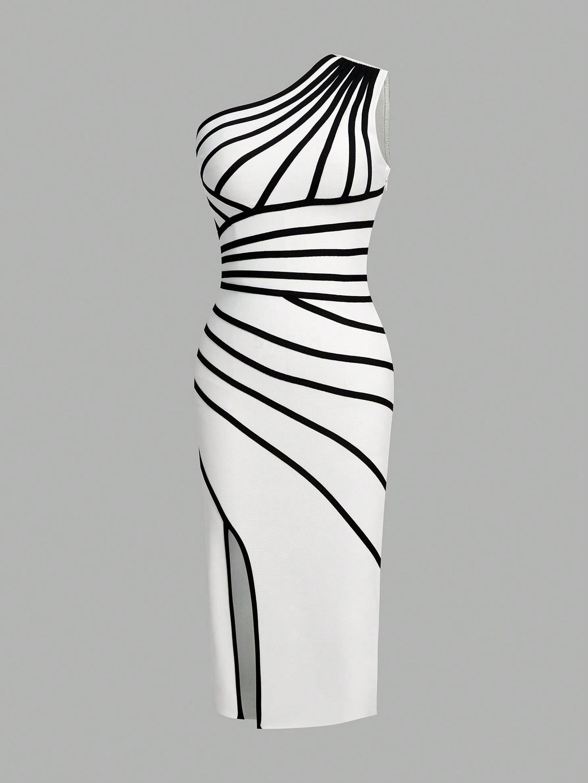 Stylish And Gorgeous Lady's White Bandage With Pitted Texture, Black Fishbone Contrast Color, Liqu