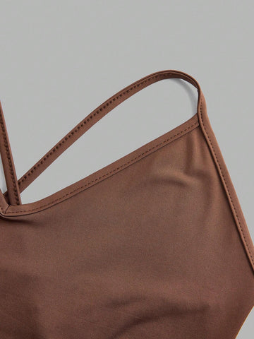 Summer Sexy Cross Backless Spaghetti Strap Bodysuit Three-Piece Set