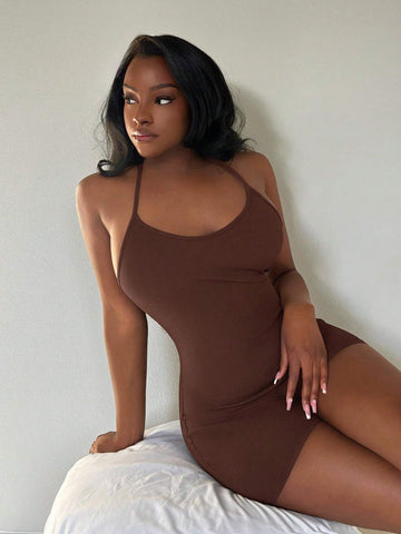 Summer U-Back Cross Strap Sleeveless Romper Shorts