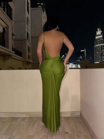 Summer V-Neck Backless Halter Bodycon Dress