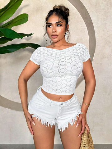 SXY Summer White Sleeveless Sexy Backless T-Shirt