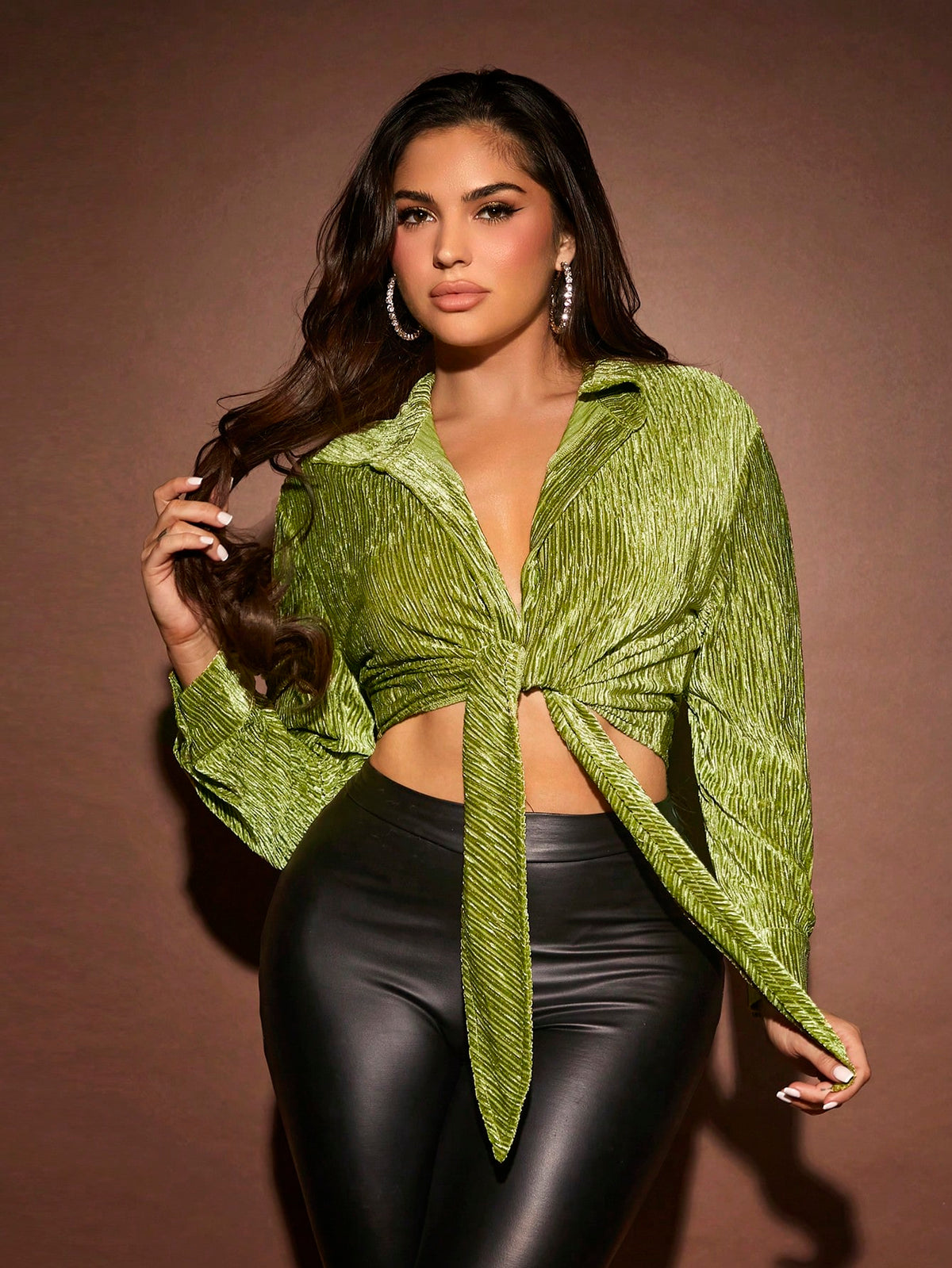 Tie Front Crop Shirt