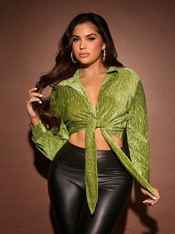 Tie Front Crop Shirt