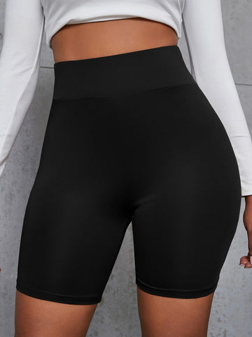 SXY Wideband Waist Solid Biker Shorts