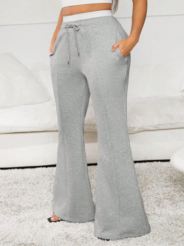 SXY Women'S Double Waistband Decorated Flared Pants