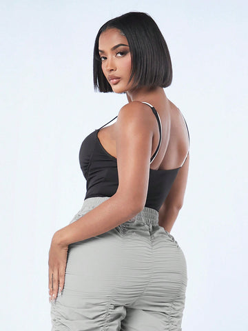 Women'S Faux Two Pieces Sleeveless Bodysuit