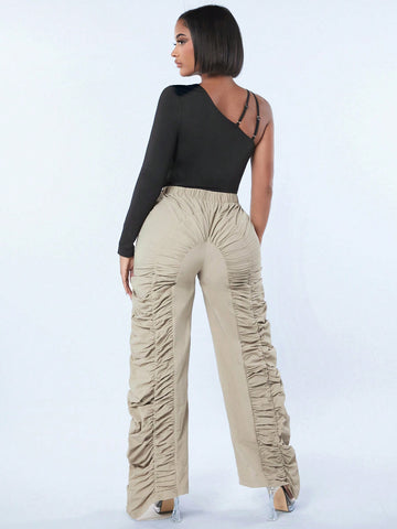 Women'S One Shoulder Hollow Sexy Jumpsuit