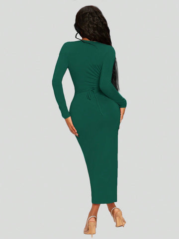 Women'S Scoop Neck Hollow Out Sheath Dress