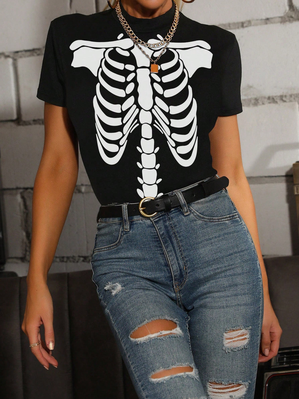 Women'S Skull Print Bodysuit