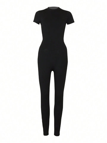 Women'S Solid Color Backless Bodycon Jumpsuit