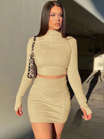 Women'S Solid Color Slim Fit 2 Piece Set