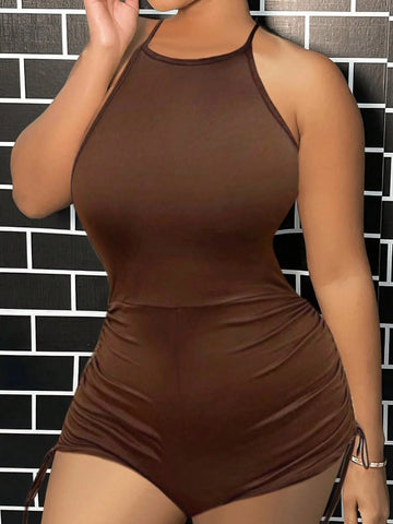 Women Solid Color Tight Jumpsuits For Daily Wear