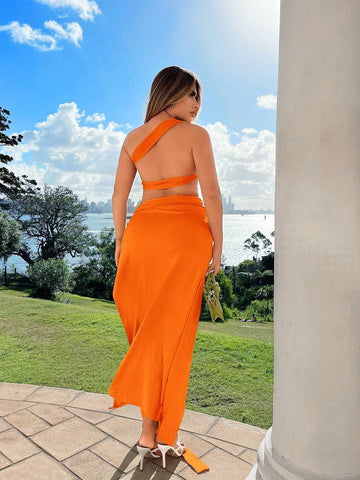 Women Summer Holiday Set, Two-Piece Set With A Large Swing Split Skirt