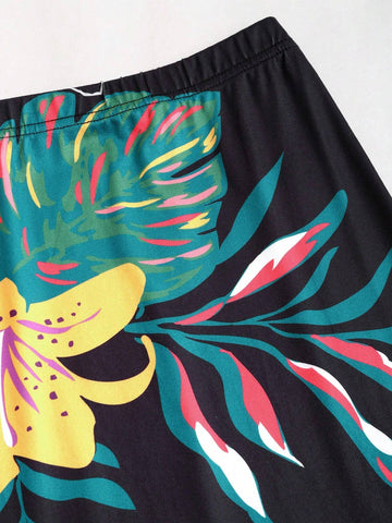 Women Tropical Print Slim Fit 2pcs/Set For Summer, Summer Outfits