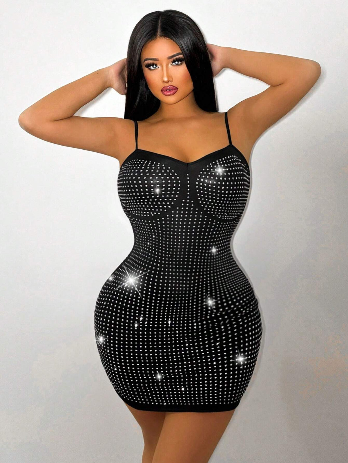 Women's Bodycon Dress With Rhinestone Decor