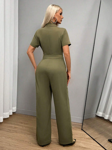 Women's Casual Jumpsuit With Pockets, For Fall & Winter