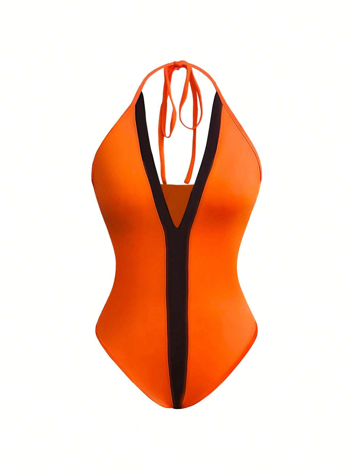 Women's Color Block Halter Neck Backless Summer Bodysuit