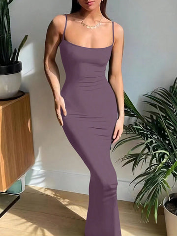 Women's Elegant Solid Color Bodycon Summer Maxi Cami Dress