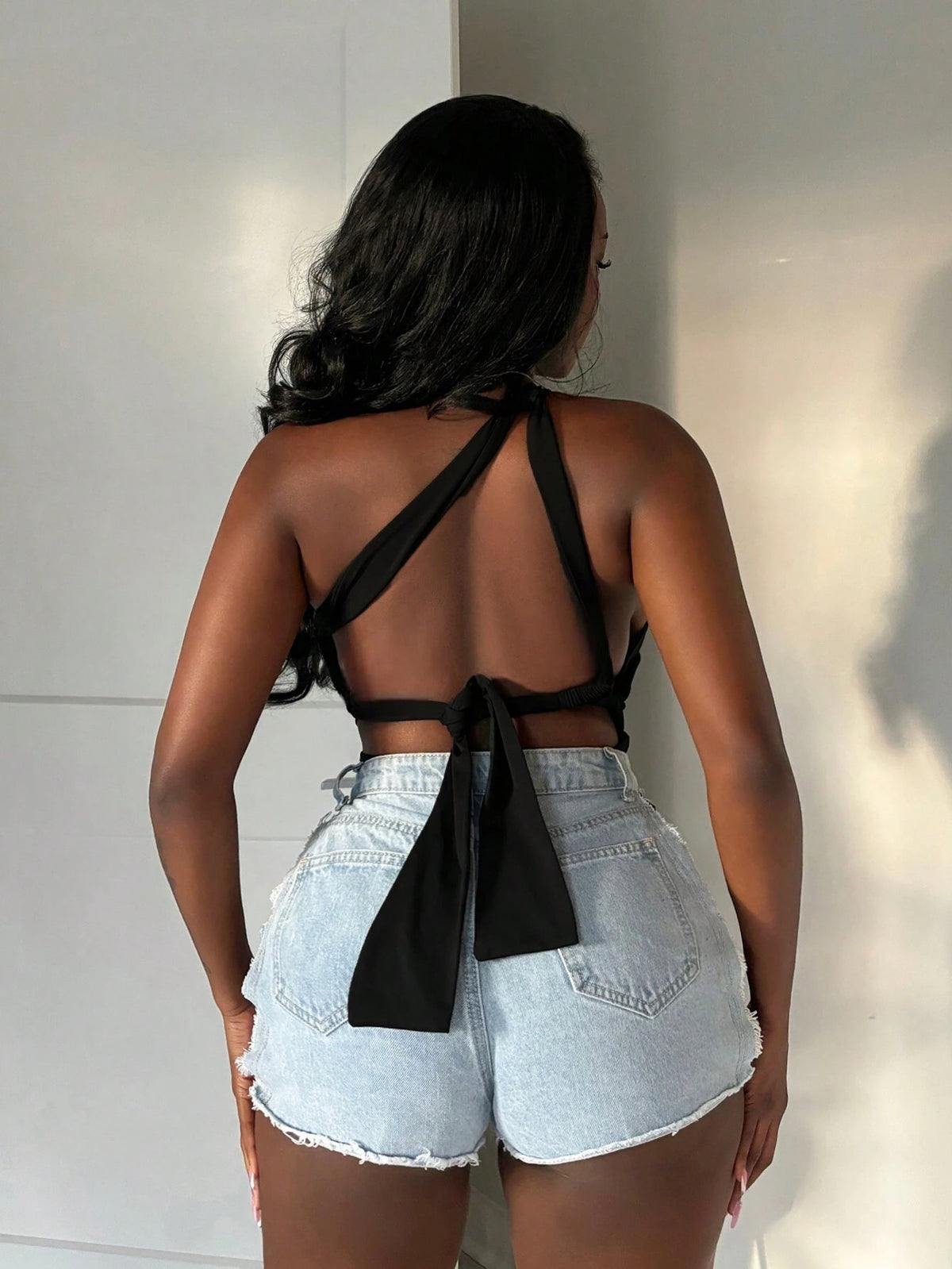 Women's Fashionable Halter Neck Cut-Out Backless Bodycon Bodysuit