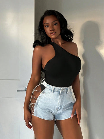 Women's Fashionable Halter Neck Cut-Out Backless Bodycon Bodysuit