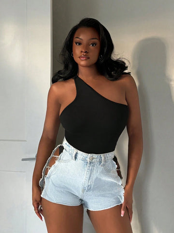 Women's Fashionable Halter Neck Cut-Out Backless Bodycon Bodysuit