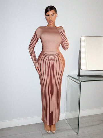 Women's Figure Print Bodycon Dress