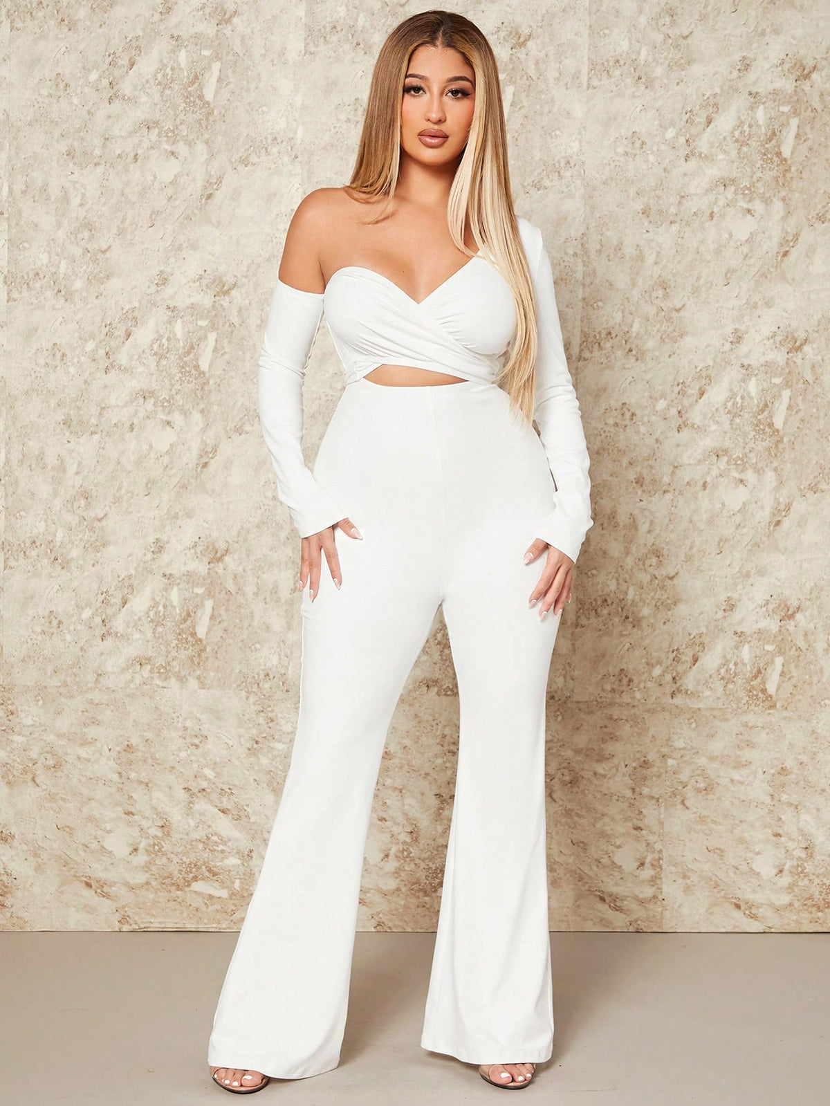 Women's Irregular Collar Pleated Cut Out Jumpsuit