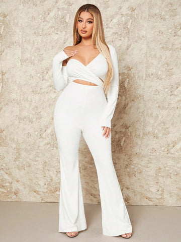 Women's Irregular Collar Pleated Cut Out Jumpsuit