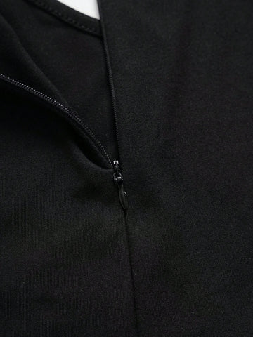 Women's Long Sleeve V Neck Split Wide Leg Jumpsuit