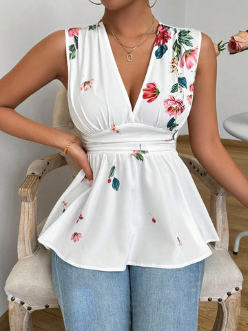 SXY Women's Random Printed Basic Sleeveless Shirt For Daily Wear