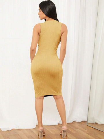 Women's Round Neck Solid Color Sleeveless Summer Dress