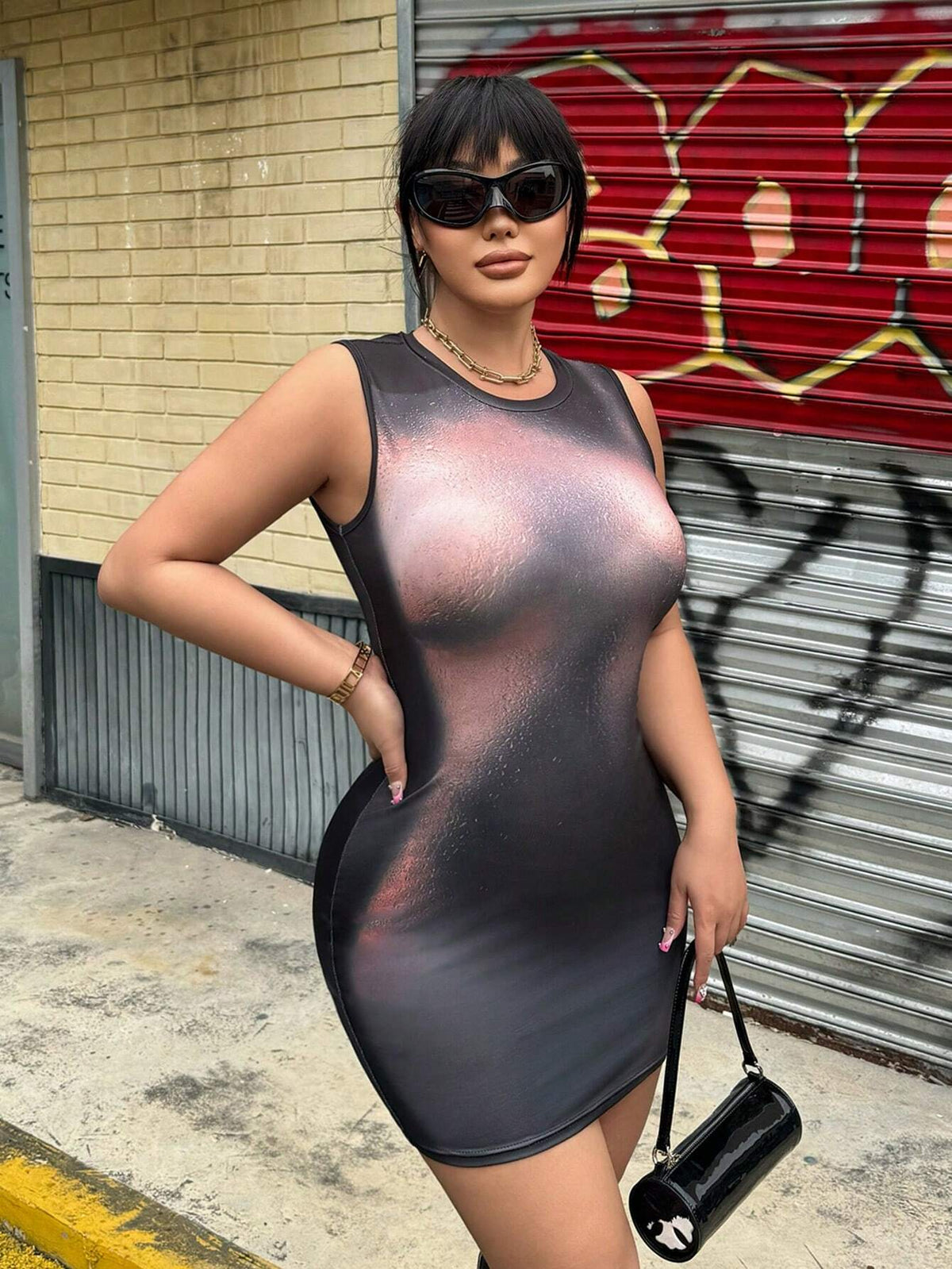 Women's Sexy Bodycon Sleeveless Printed Dress