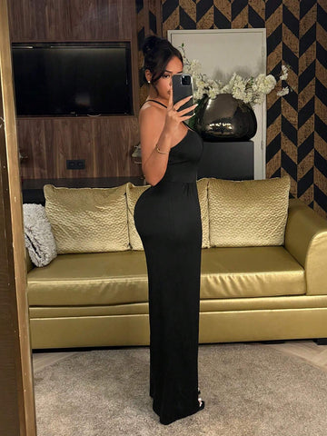 Women's Sexy Cross Strap Hollow Out Jumpsuit With Spaghetti Straps