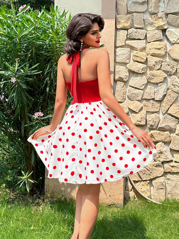 Women's Simple Polka Dot Printed Solid Color Daily Dress