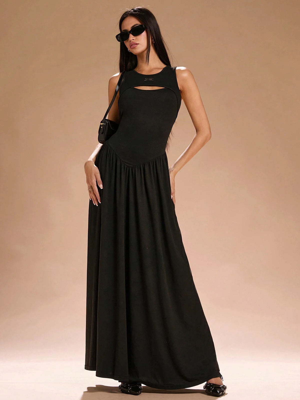 Women's Sleeveless Hollow-Out Maxi Long Dress Fall Winter Women Clothing