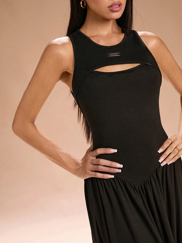 Women's Sleeveless Hollow-Out Maxi Long Dress Fall Winter Women Clothing