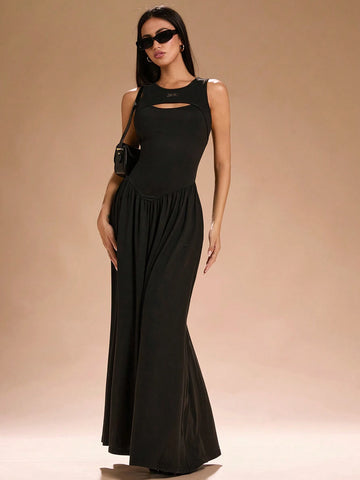 Women's Sleeveless Hollow-Out Maxi Long Dress Fall Winter Women Clothing