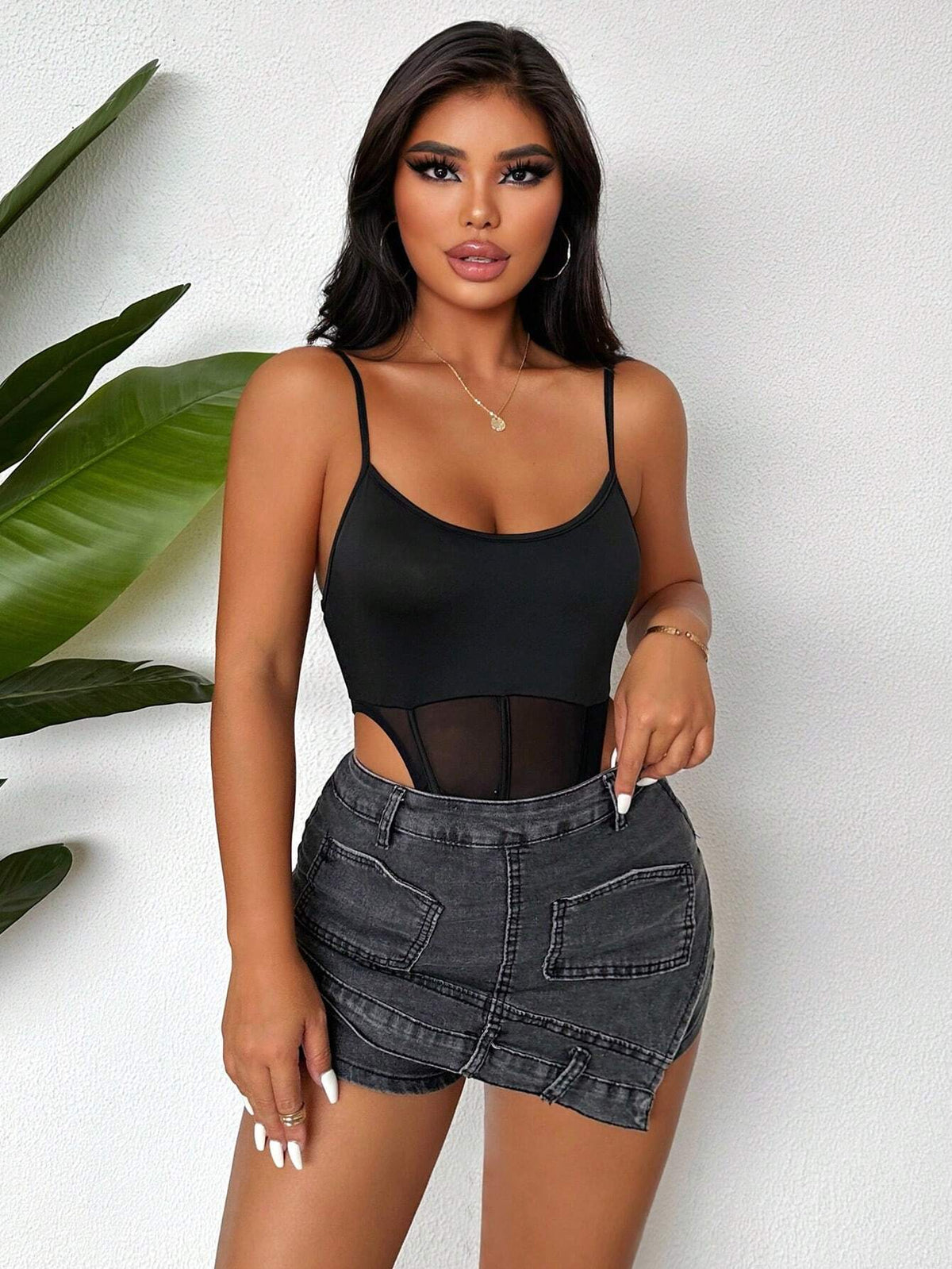 Women's Solid Color Simple Daily Cami Bodysuit