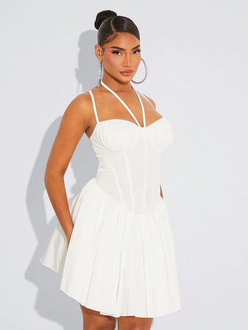 Women's Solid Color Simple Sleeveless Neck Dress For Daily Wear