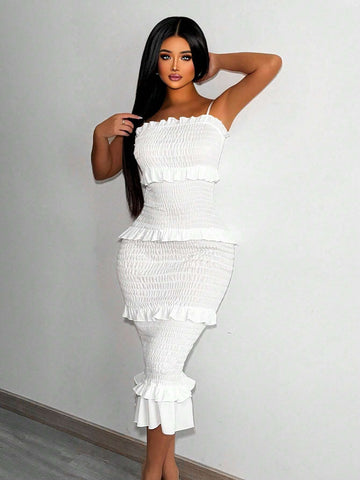 Women's Solid Color Spaghetti Strap Layered Dress