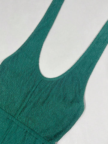 Women's Solid Color V-Neck Backless Sleeveless Jumpsuit