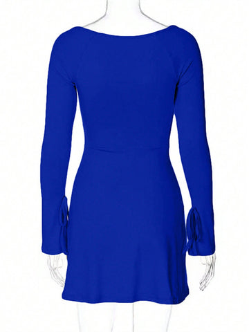 Women's Square Neck Long Sleeve Dress