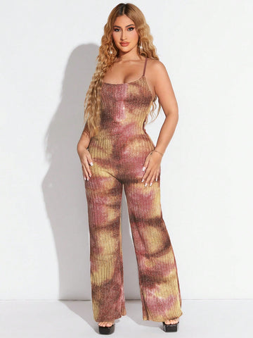 Women's Tie-dye Backless Jumpsuit