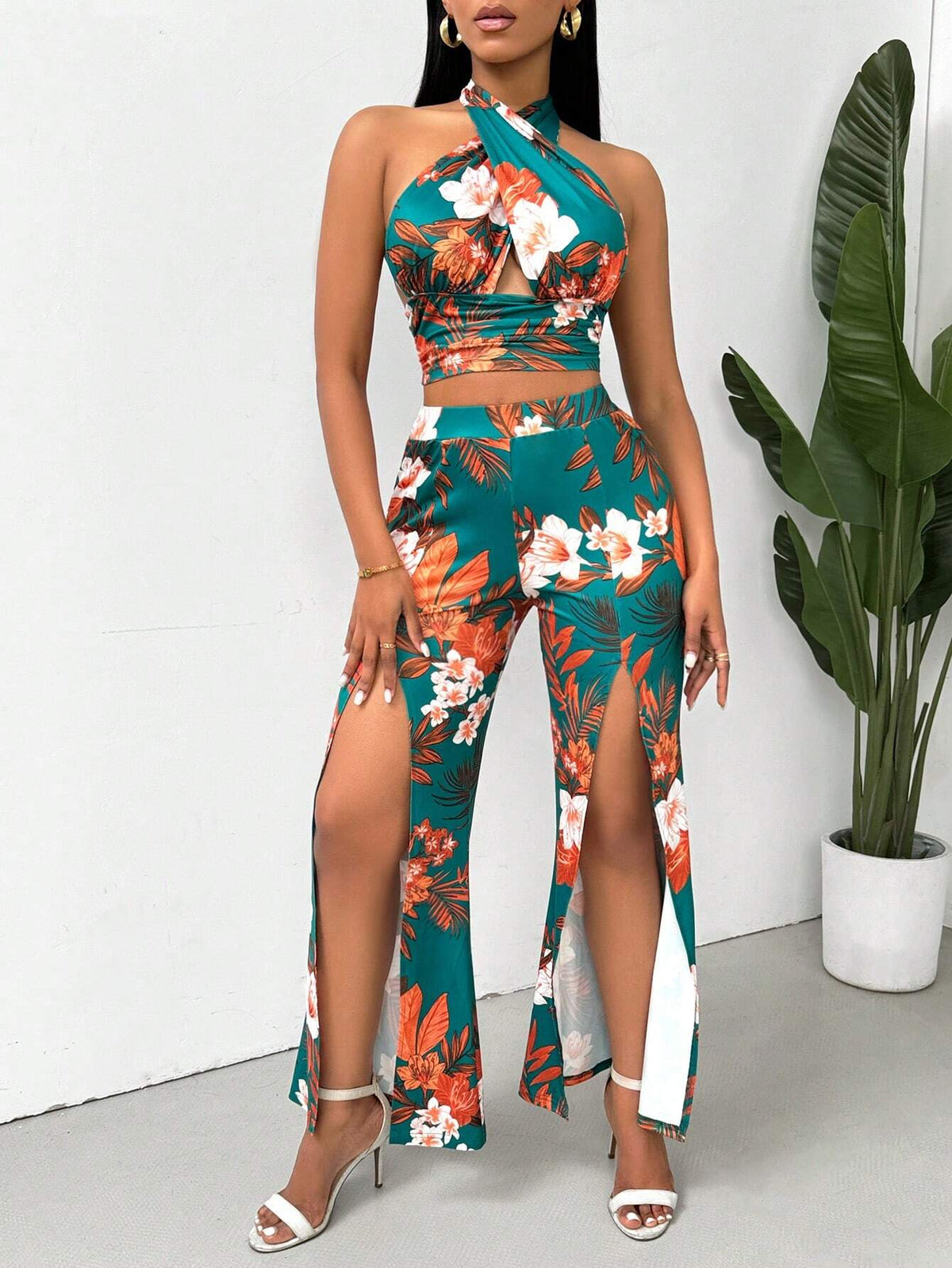 Women's Tropical Print Vacation 2-Piece Set