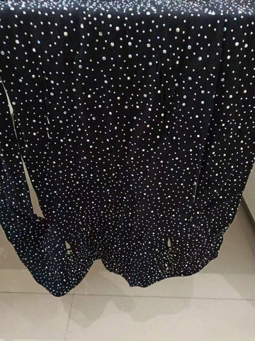 Women's Zebra Pattern Rhinestone Decor Hollow Out See Through Mesh Bodysuit Jumpsuit