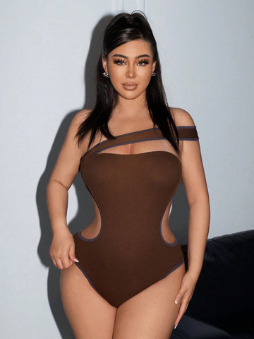 Women Summer Hollow Out Waist Asymmetrical Strap Jumpsuit